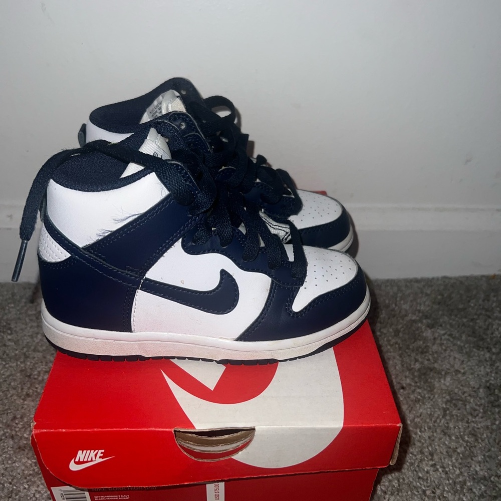 Navy high top dunks